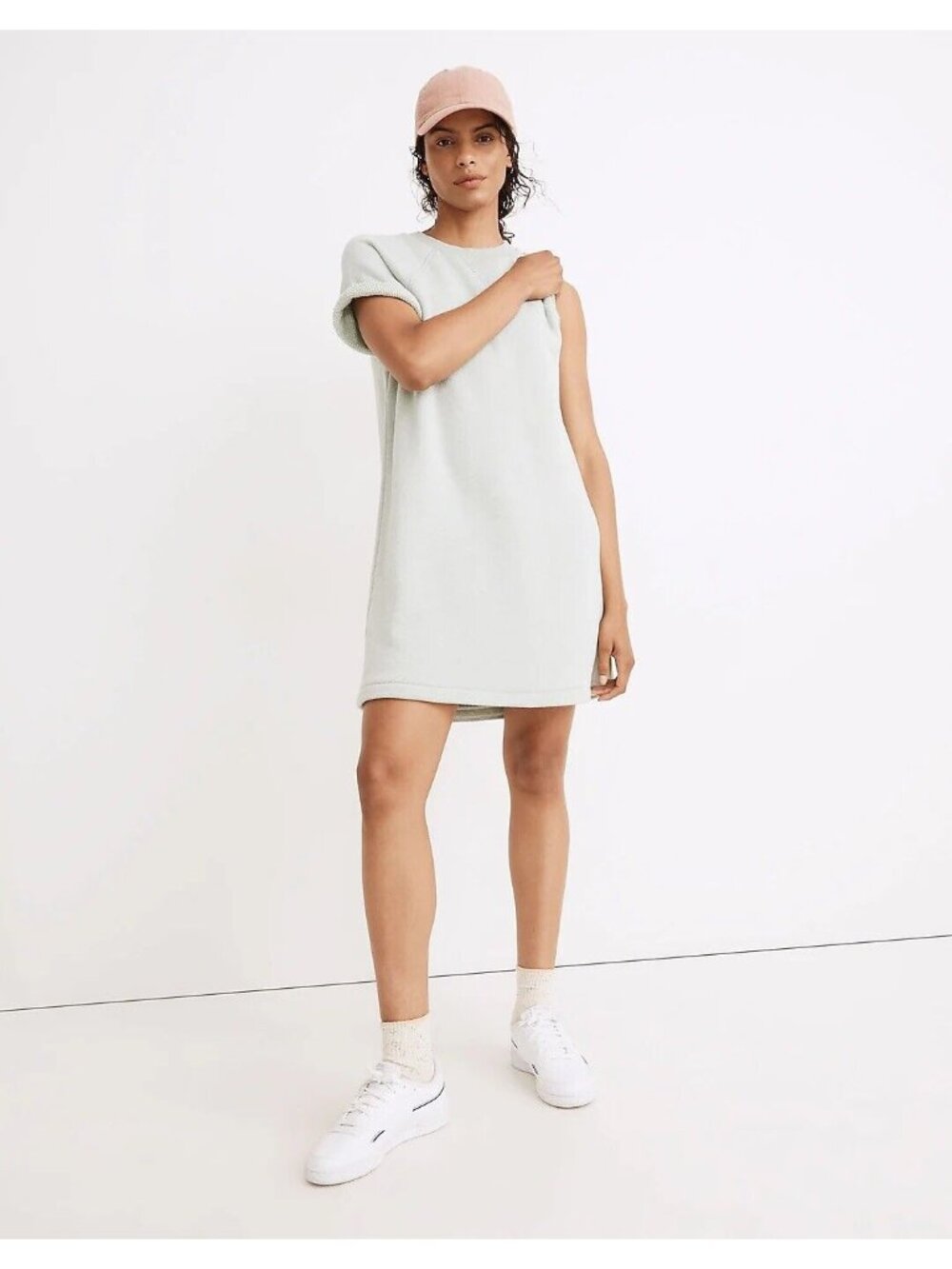 Madewell MWL Womens Airyterry Sweatshirt Tee Cream White Shift Dress Size XS
